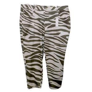 Sanctuary 90s High Rise Straight Green Zebra Stripe Jeans Womens Plus Size 24W